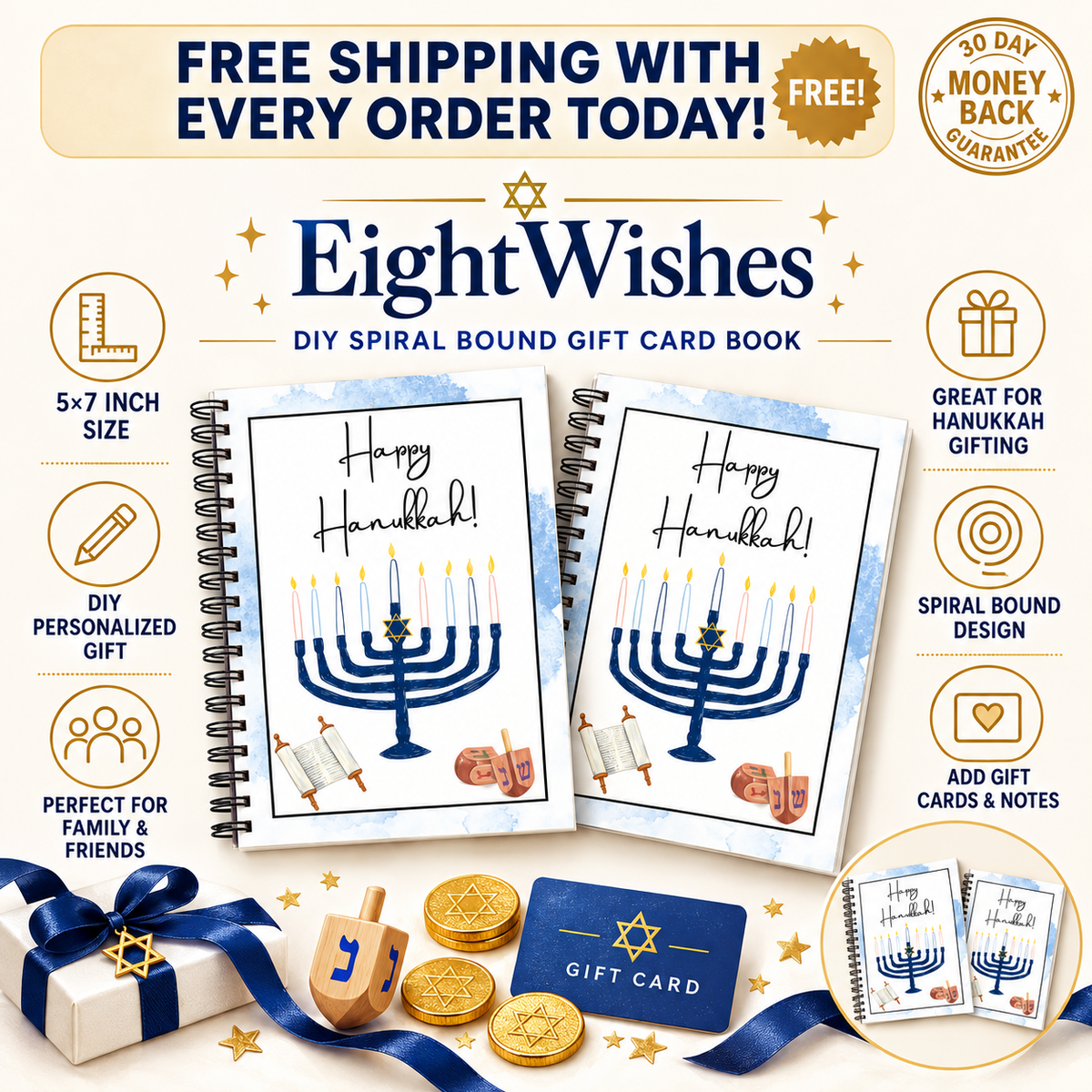 EightWishes™ Hanukkah Gift Card Book