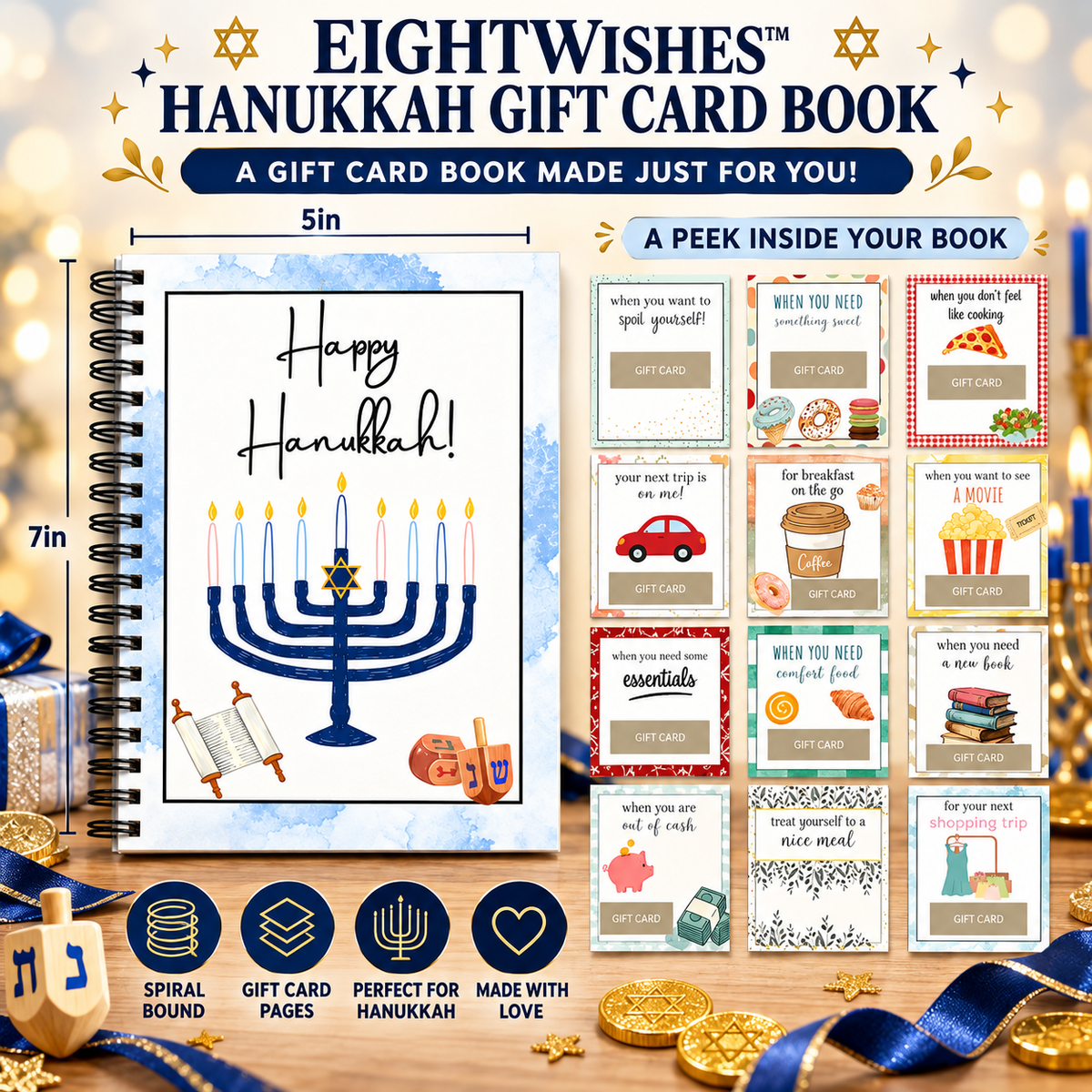 EightWishes™ Hanukkah Gift Card Book